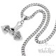 Edelstahl Anhänger Hand Hantel Gewicht Fitness Sport Bodybuilder Schmuck silber + Halskette