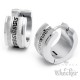 Edelstahl Ohrringe Klapp-Creolen silber poliert gebürstet Mäander Muster 13mm Ø