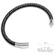 Echt Leder Herren Armband 6mm schwarz geflochten Silberfaden Edelstahl Verschluss
