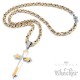 Herren Edelstahl Halskette Kreuz Anhänger silber gold + 60cm Königskette für Männer