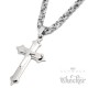 Herren Edelstahl Halskette Kreuz Anhänger silber + 60cm Königskette für Männer