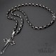 Herren Edelstahl Halskette Kreuz Anhänger silber schwarz + 60cm Königskette für Männer