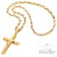 Edelstahl Damen Herren Anhänger Kreuz gold groß Jesus 18k vergoldet + 60cm Kette