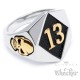 Edelstahl Ring Glückszahl Lucky 13 silber gold Glück Pech Totenkopf Biker