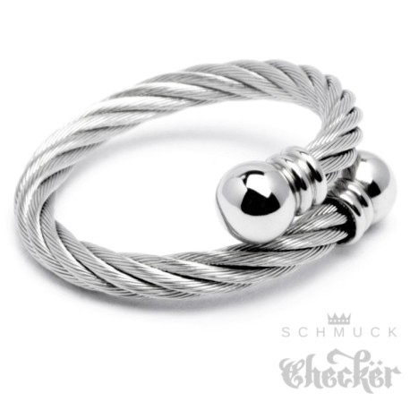 Edelstahl Ring Damen Herren flexibel silber ausgefallen Stahlseil Wickelring