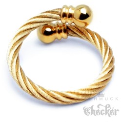 Edelstahl Ring Damen Herren flexibel gold ausgefallen Stahlseil Wickelring