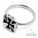 Edelstahl Damen Ring hochwertig silber schwarz Eisernes Kreuz Iron Cross Biker