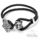 Echt Leder Herren Armband Thors Hammer Mjölnir Wolf Edelstahl Bikerschmuck 22cm