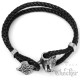 Echt Leder Herren Armband Thors Hammer Mjölnir Wolf Edelstahl Bikerschmuck 22cm