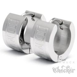 Edelstahl Herren Männer Ohrringe Klapp-Creolen Römische Zahlen silber breit cool