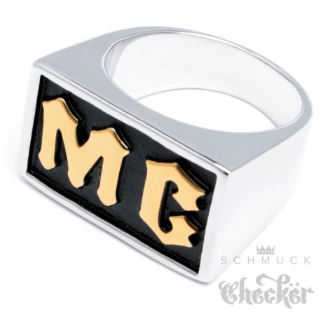 Massiver Edelstahl Biker Ring MC Motorradclub silber gold Herren